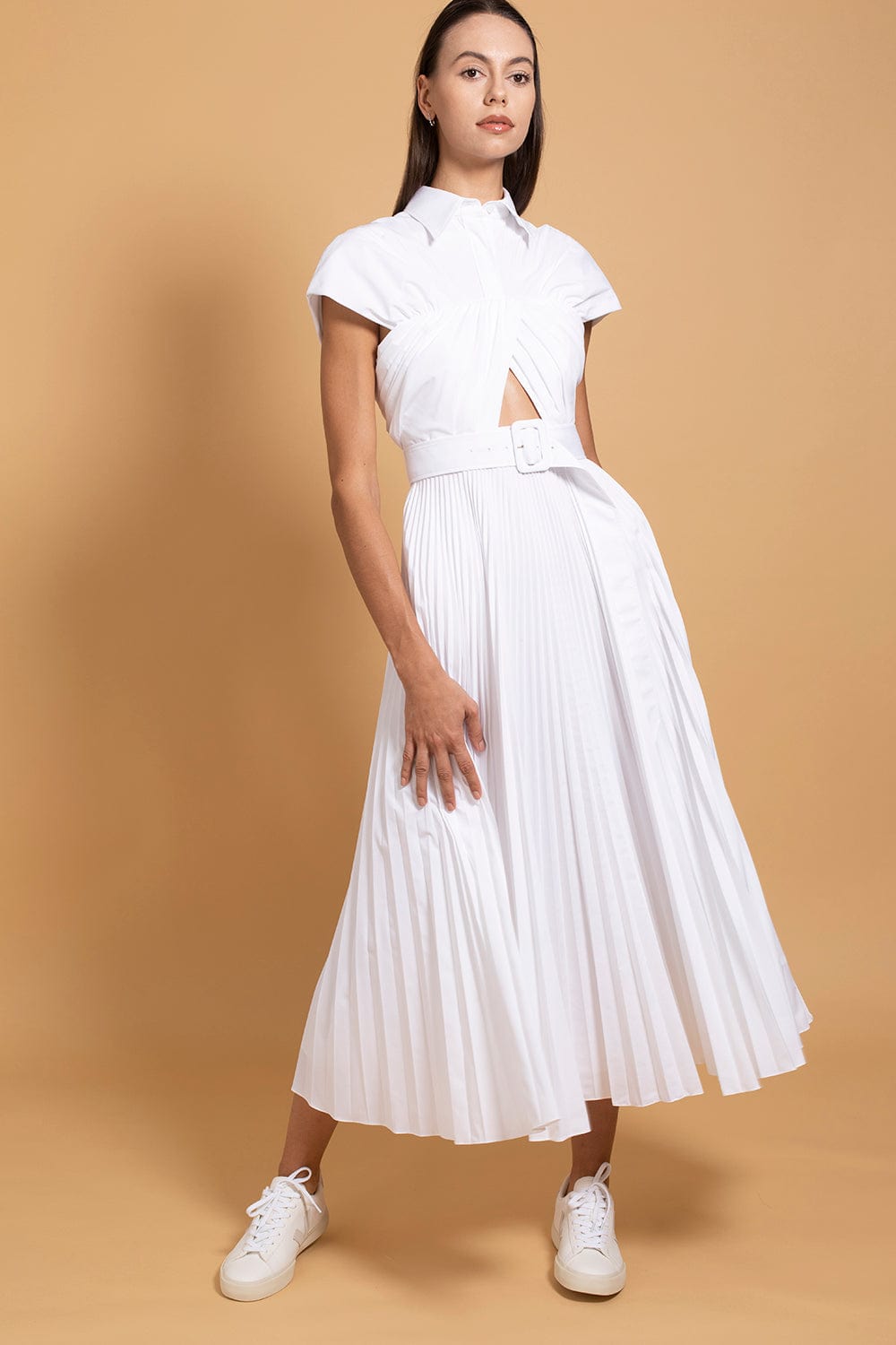 BRANDON MAXWELL-Pleated Shirt Dress-
