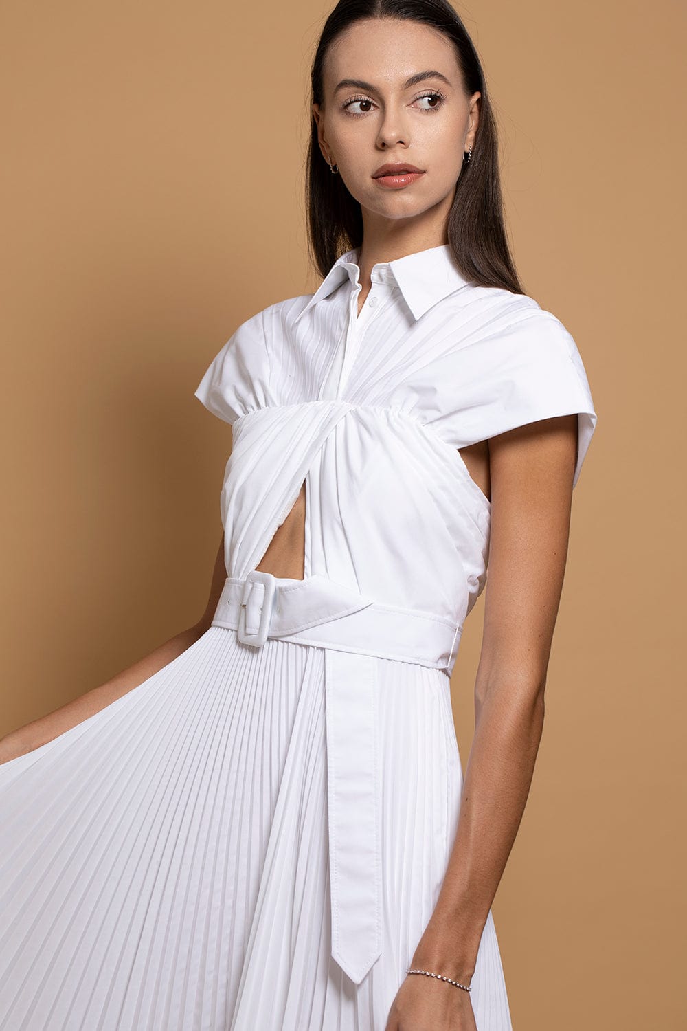 BRANDON MAXWELL-Pleated Shirt Dress-