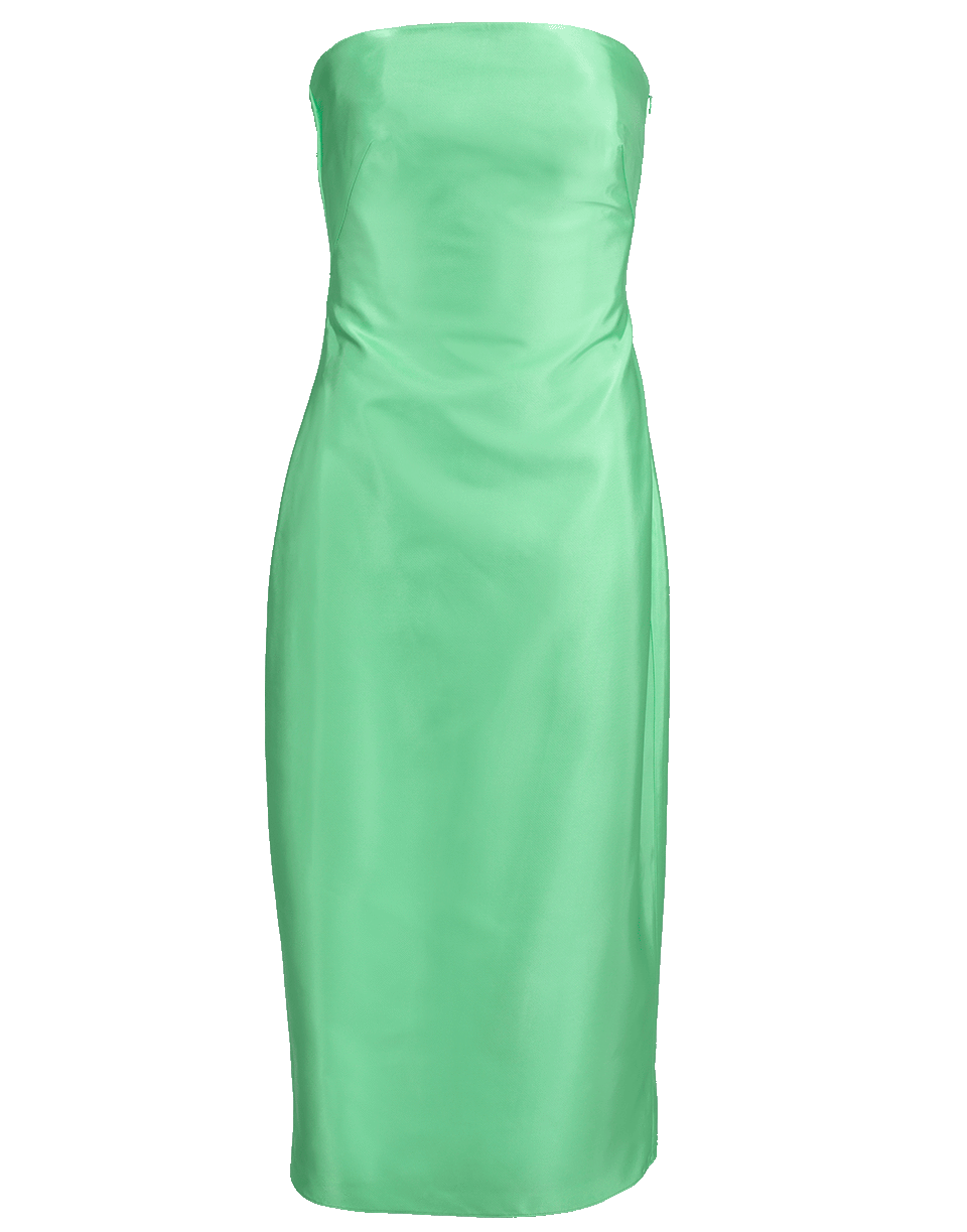 BRANDON MAXWELL-Strapless Liquid Satin Dress-LIME