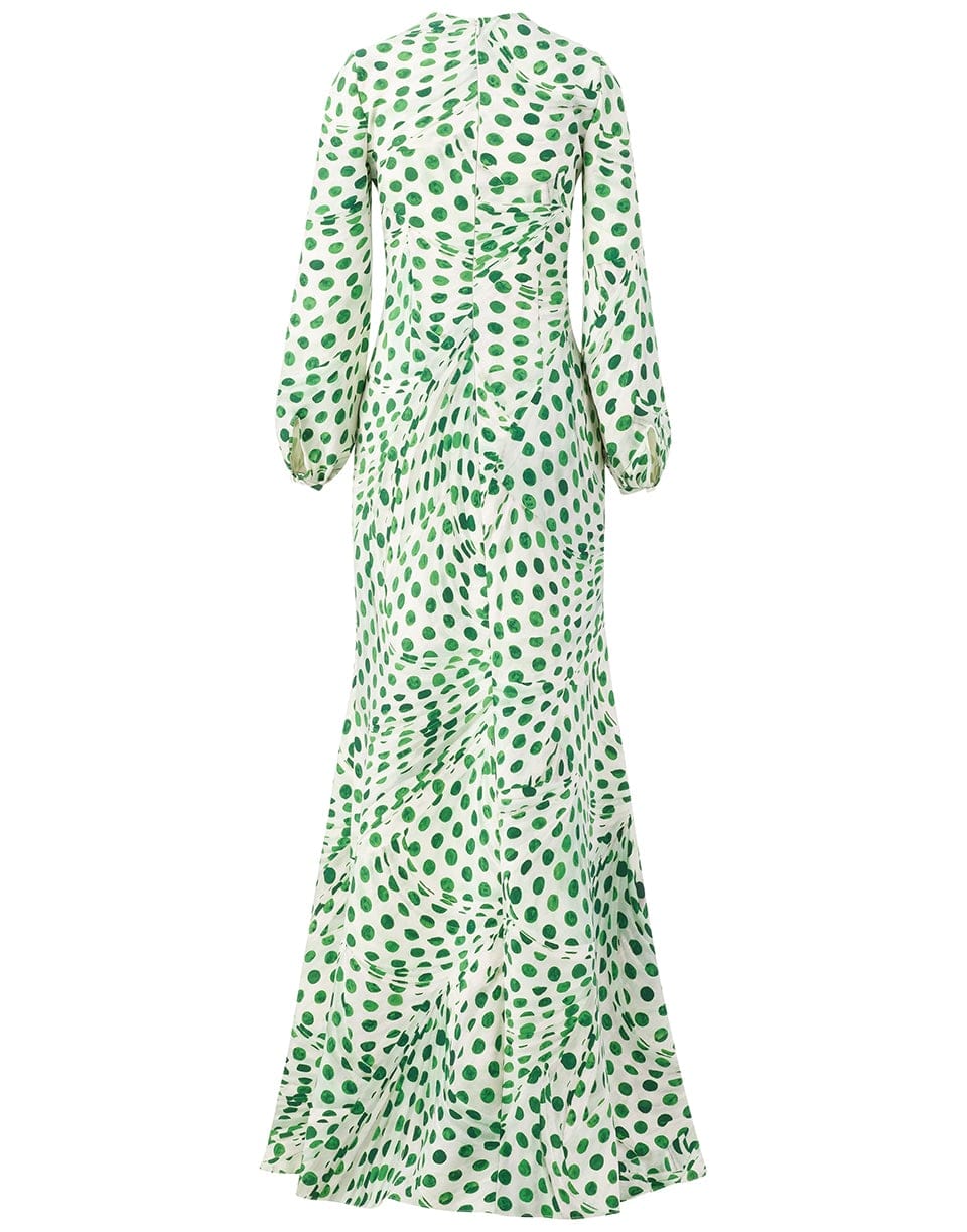 BRANDON MAXWELL-Audrey Dots Blouson Sleeve Gown-