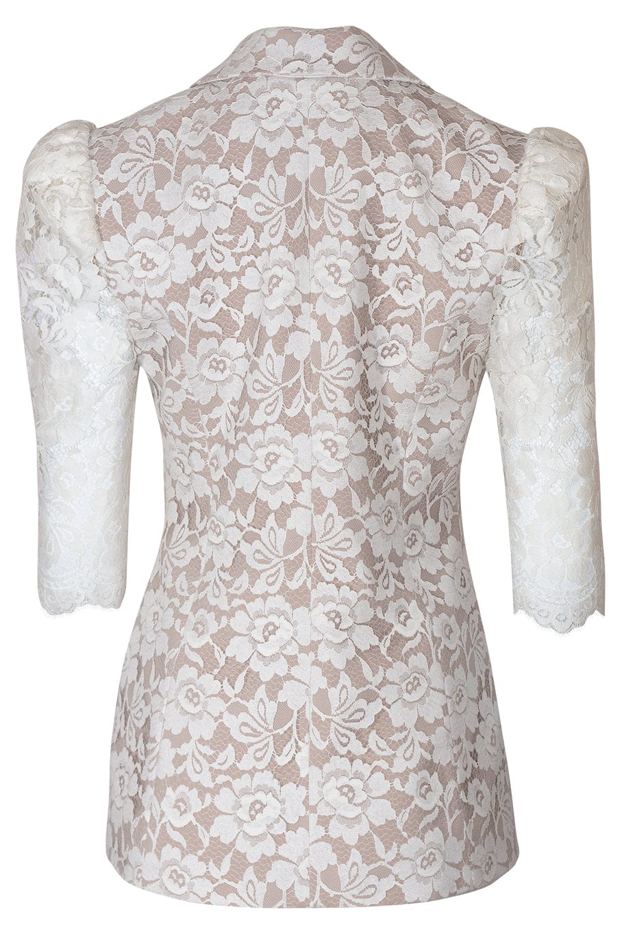BRANDON MAXWELL-Puff Sleeve Single Breasted Lace Jacket-