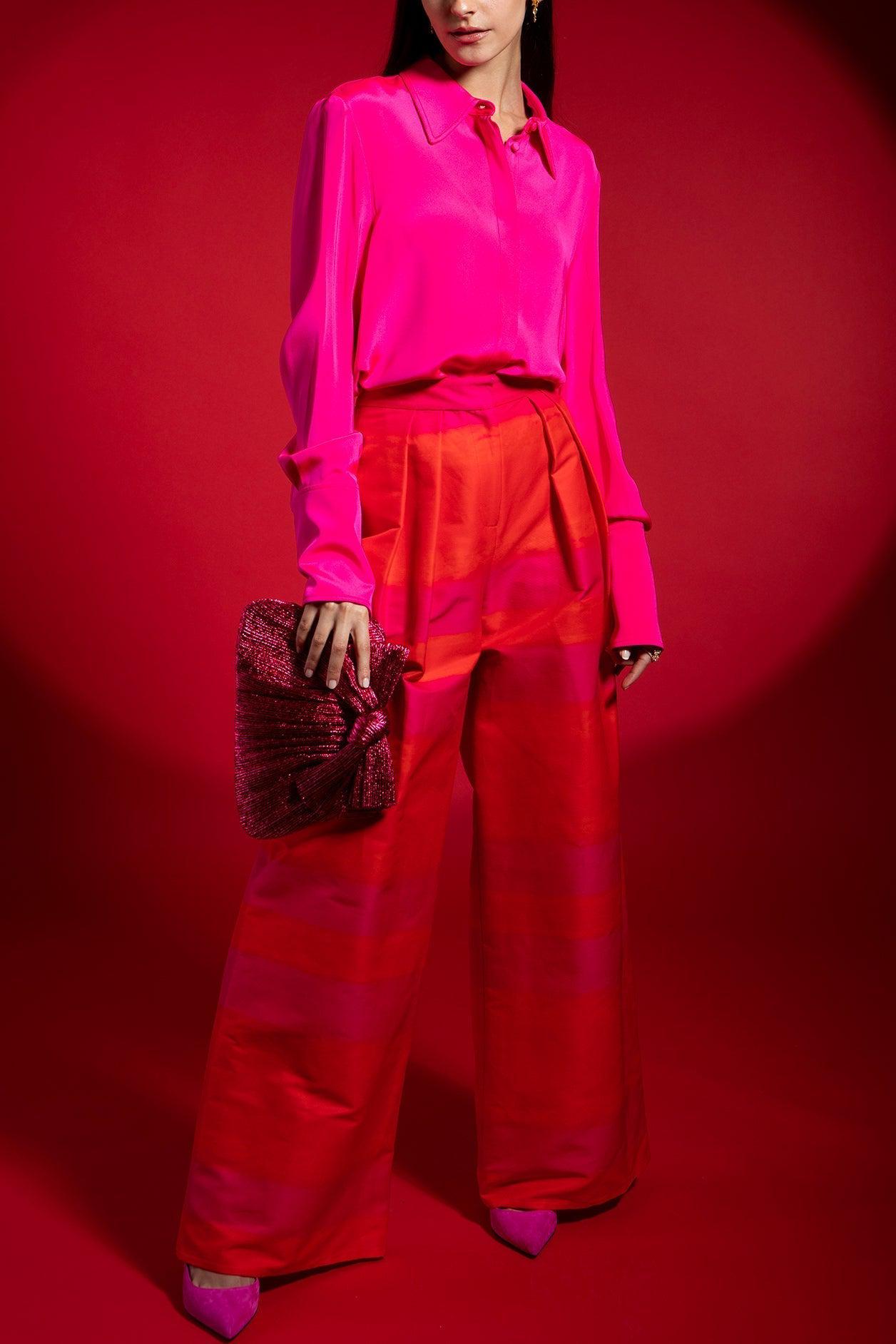 BRANDON MAXWELL-Pleated Wide Leg Pant-