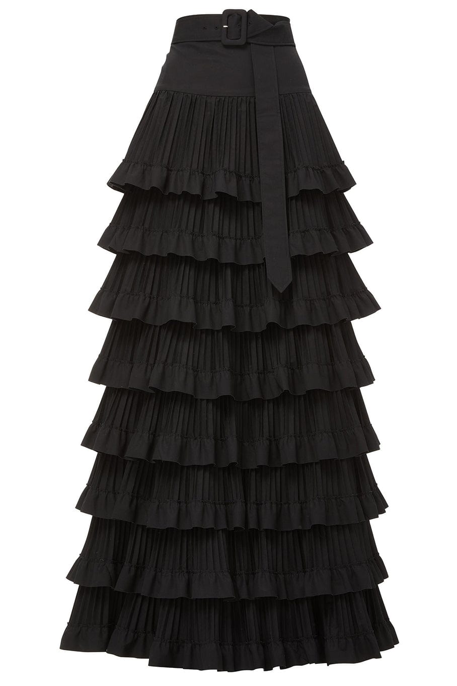 BRANDON MAXWELL-Pleated Ruffle A Line Skirt-