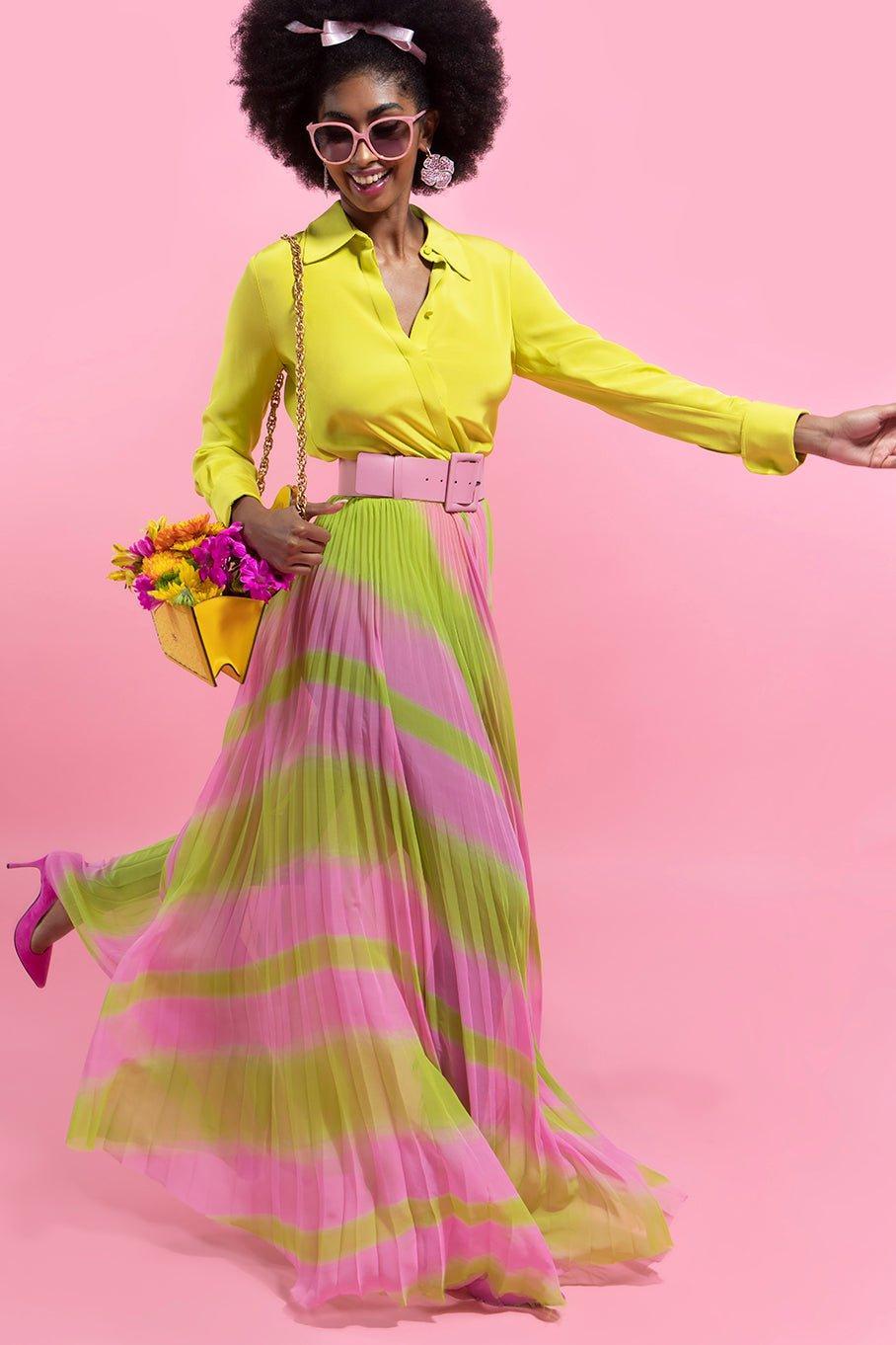BRANDON MAXWELL-Pleated Skirt-
