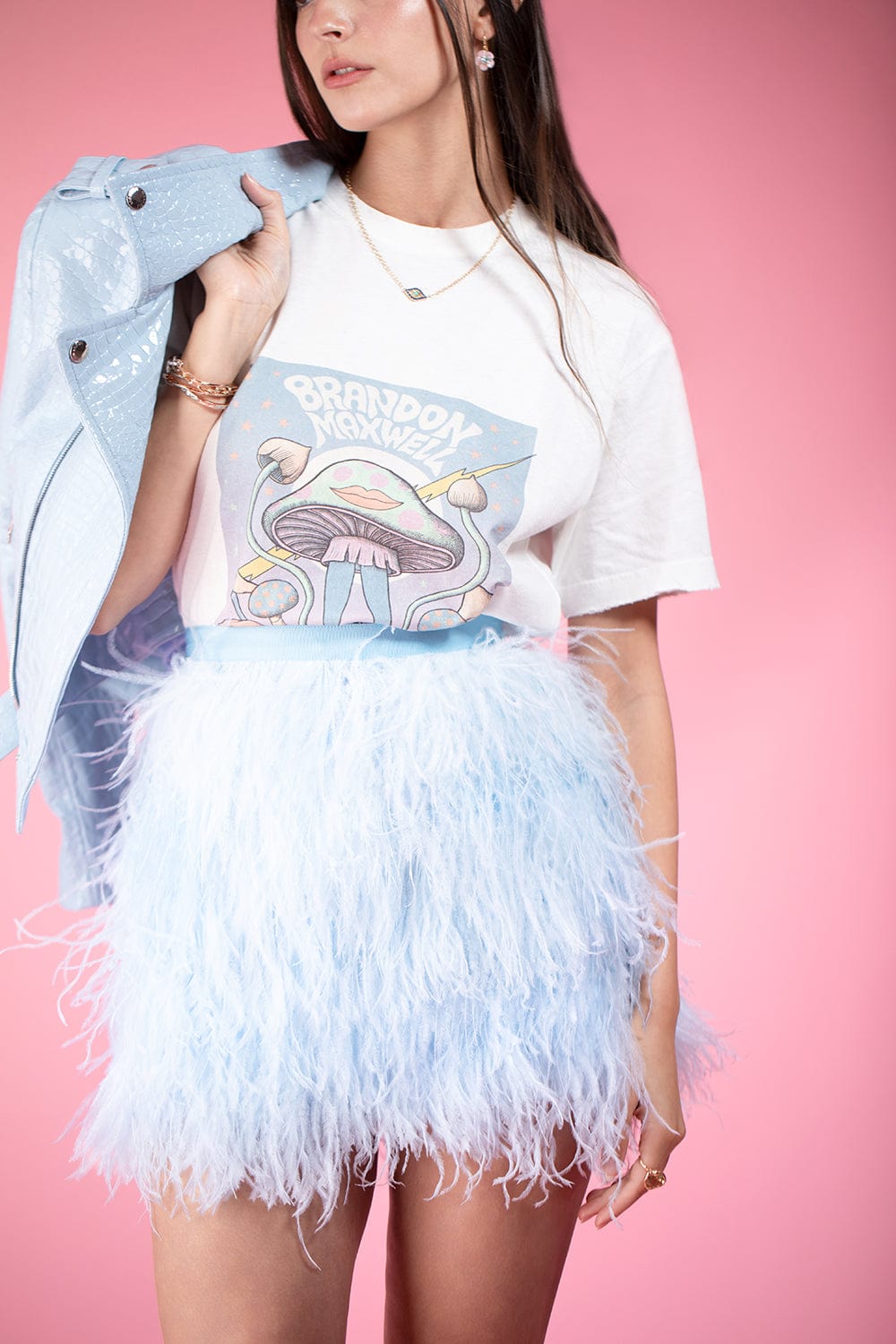 BRANDON MAXWELL-Feather Mini Skirt-