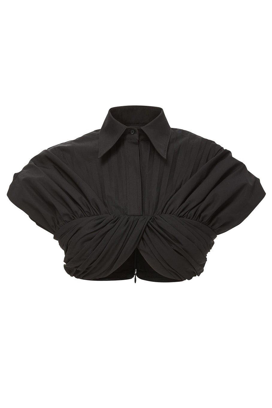 BRANDON MAXWELL-Cropped Top With Pleated Yoke-