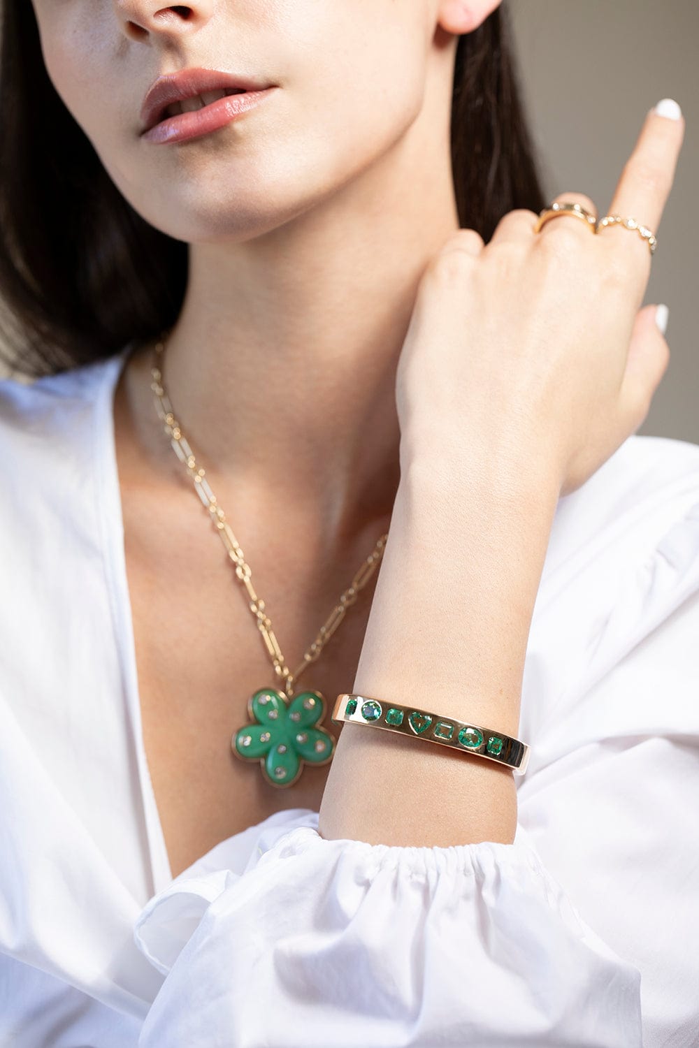 BRENT NEALE-Emerald Gypsy Cuff-YELLOW GOLD