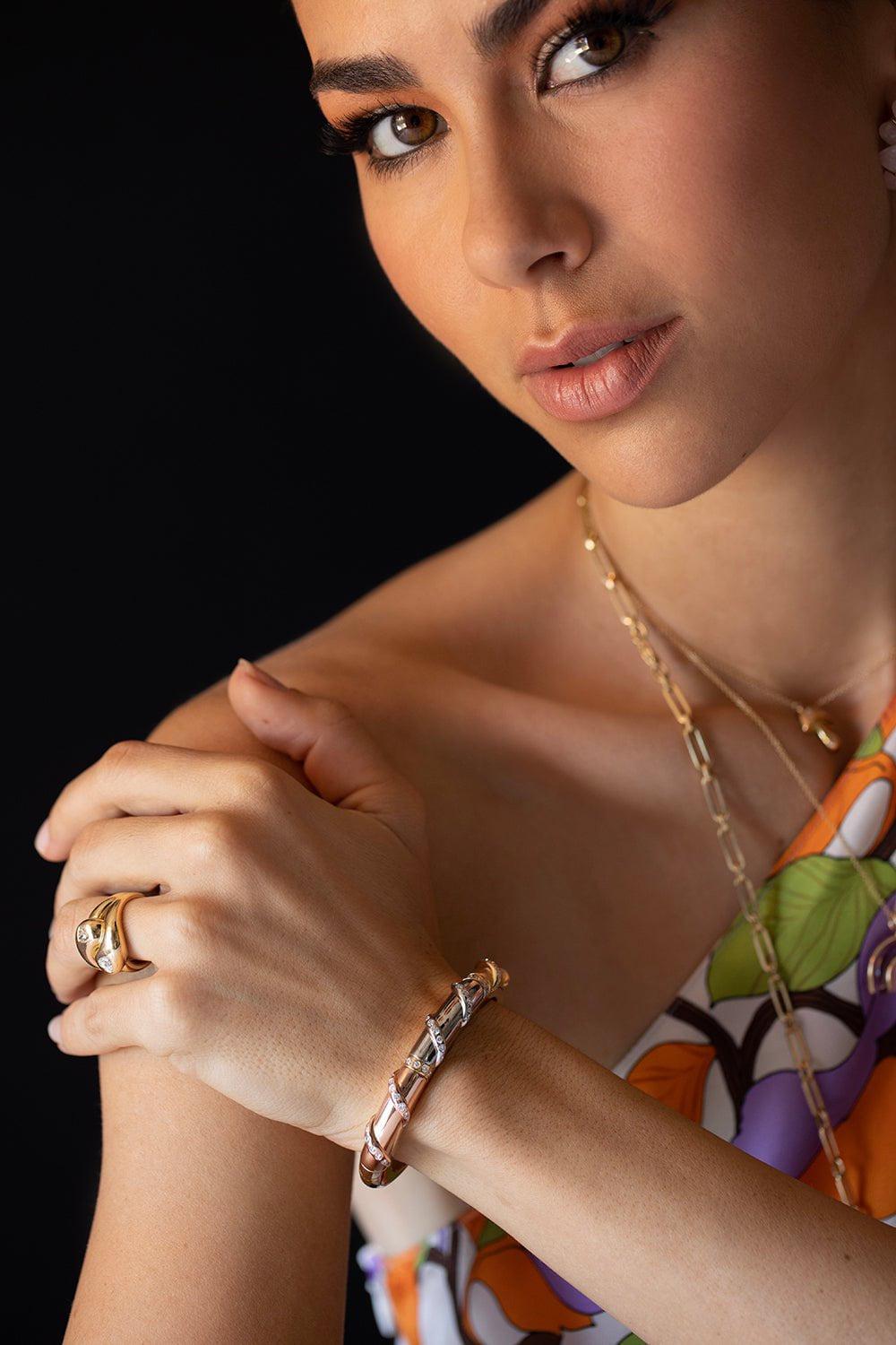 BRENT NEALE-Mixed-Metal Friendship Cuff-YELLOW GOLD