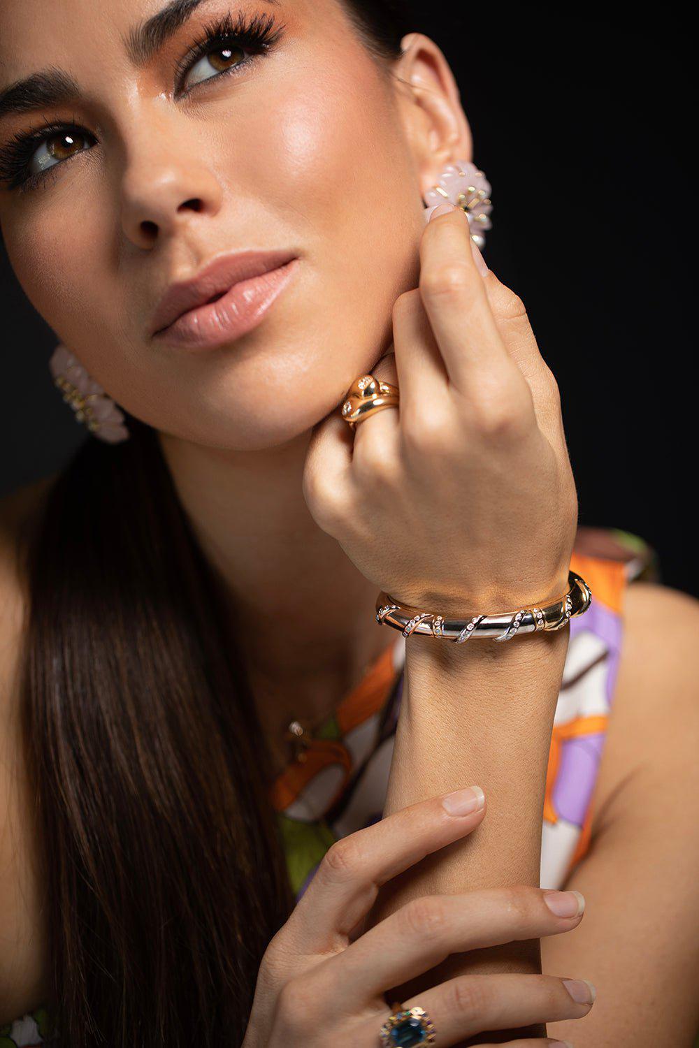 BRENT NEALE-Mixed-Metal Friendship Cuff-YELLOW GOLD