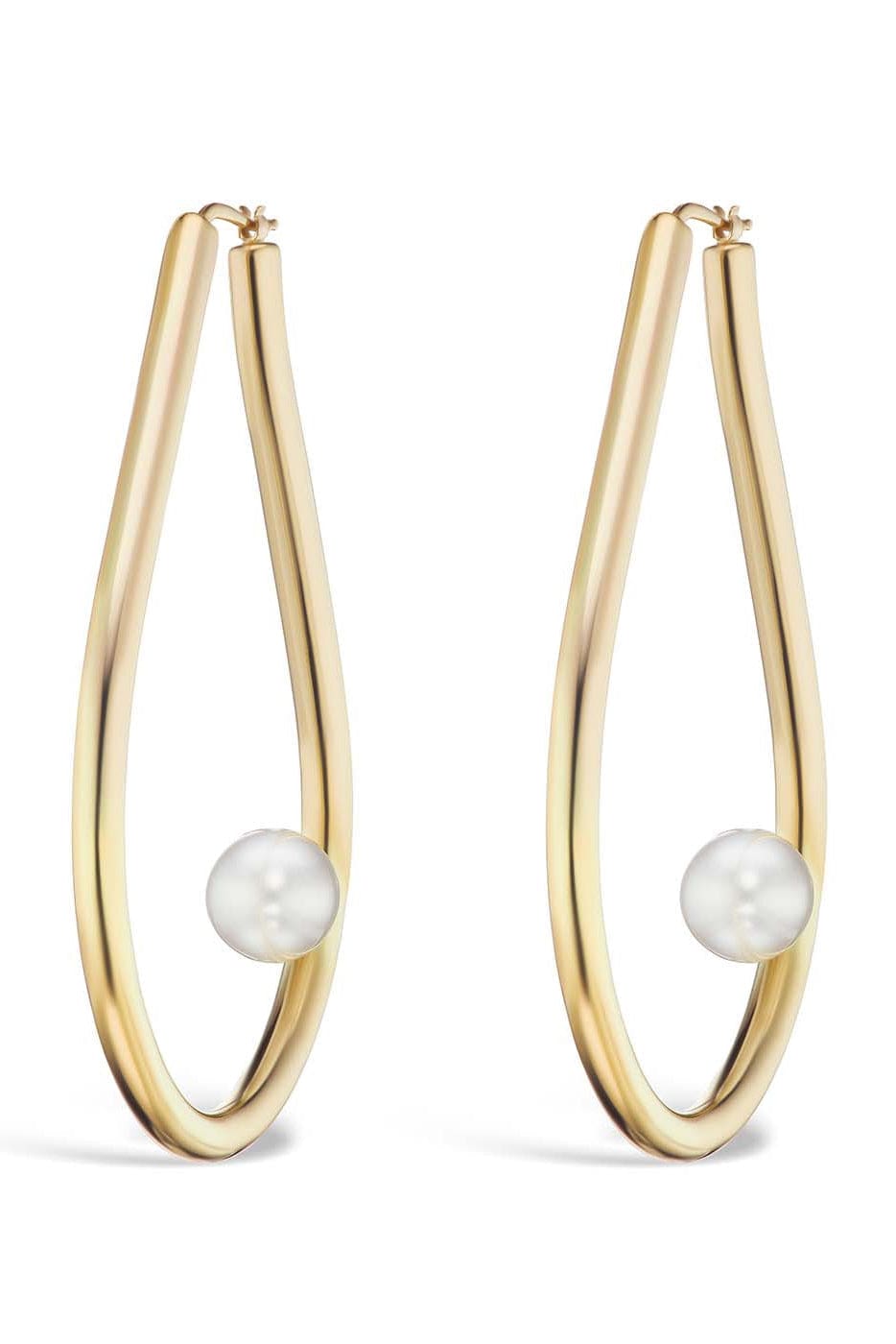 BRENT NEALE-Gold Hoops with Pearls-YELLOW GOLD