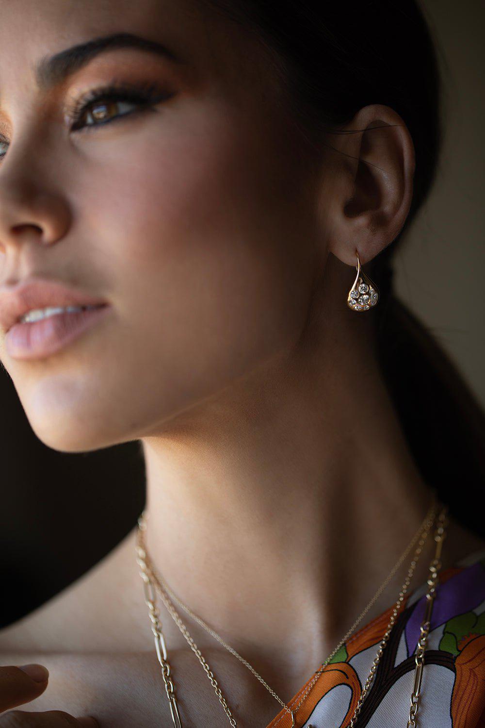 BRENT NEALE-Medium Petal Drop Earrings-YELLOW GOLD