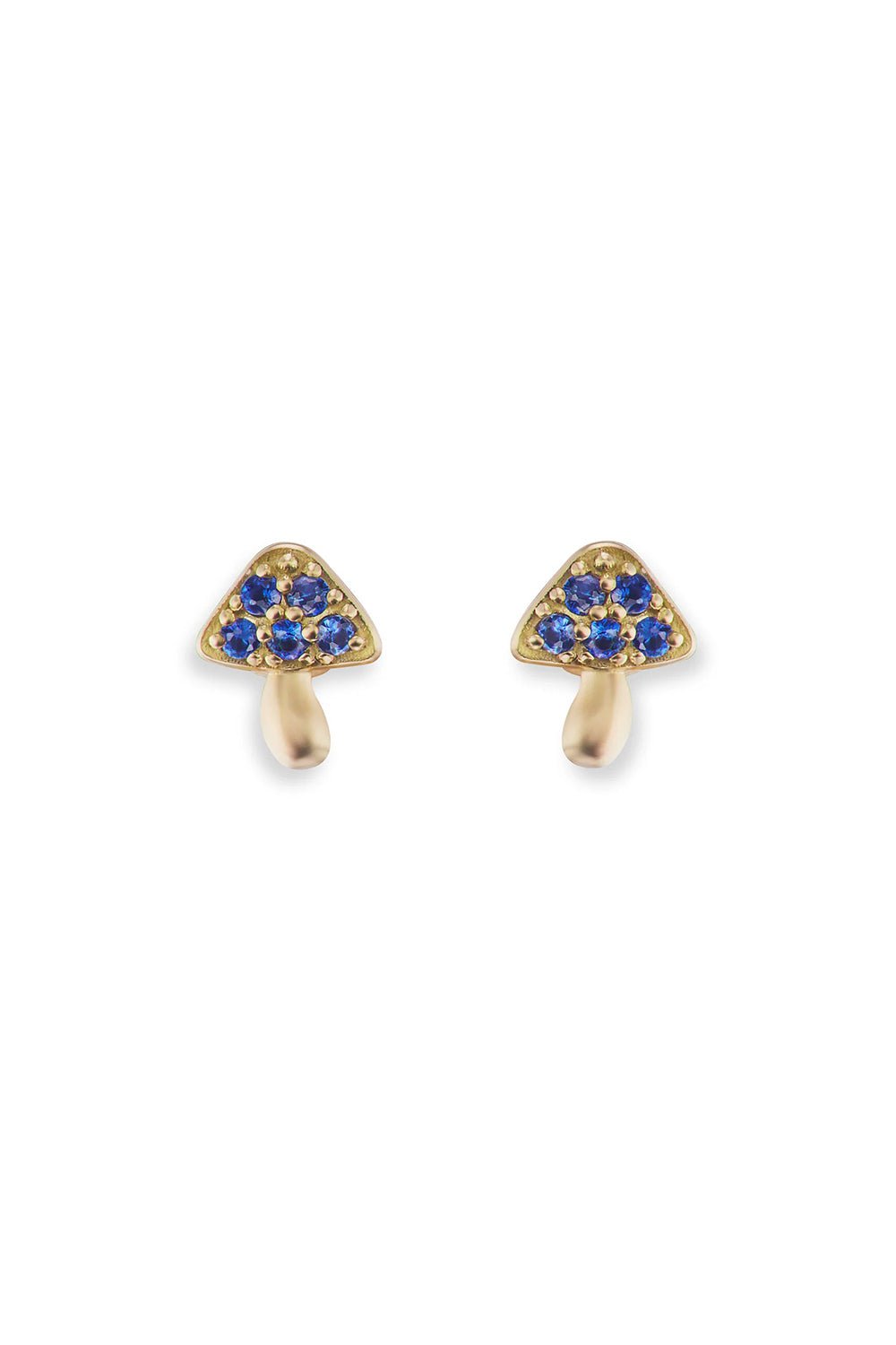 BRENT NEALE-Micro Mushroom Studs - Blue Sapphire-YELLOW GOLD