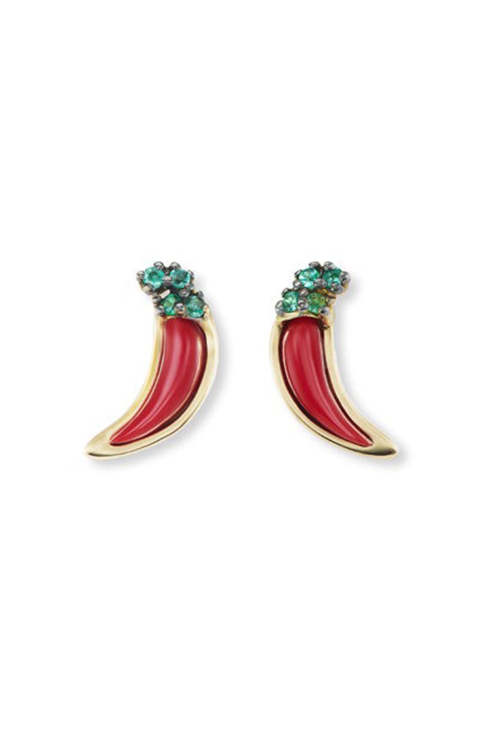 BRENT NEALE-Mini Chili Pepper Stud Earrings-YELLOW GOLD