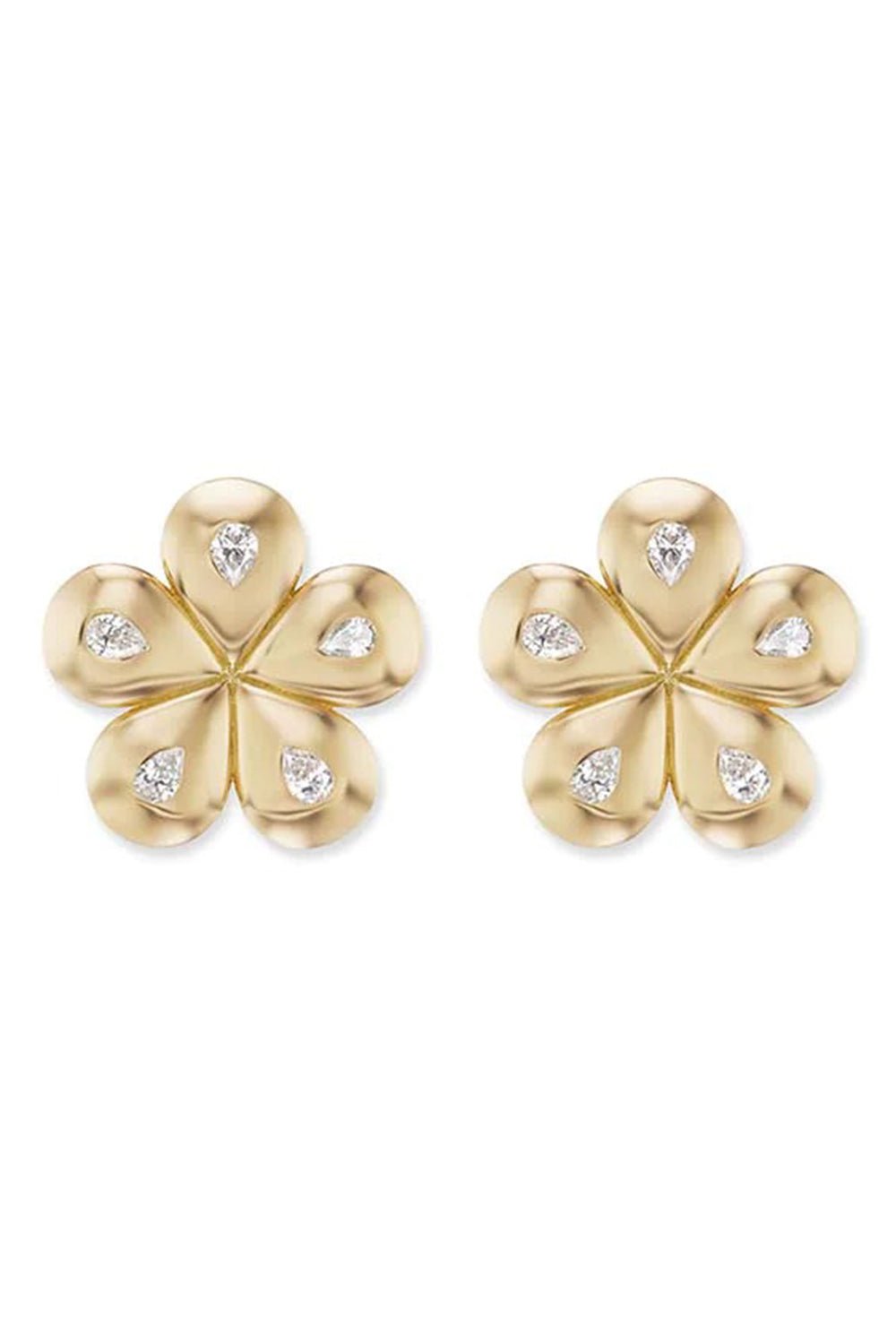 BRENT NEALE-Mini Petal Flower Diamond Studs-YELLOW GOLD
