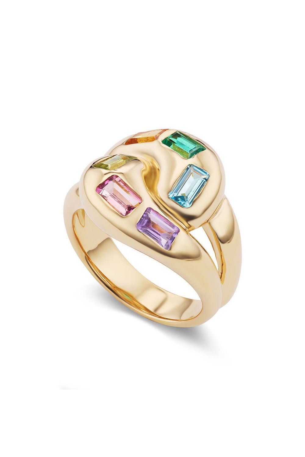 BRENT NEALE-Multi Colored Knot Ring-YELLOW GOLD