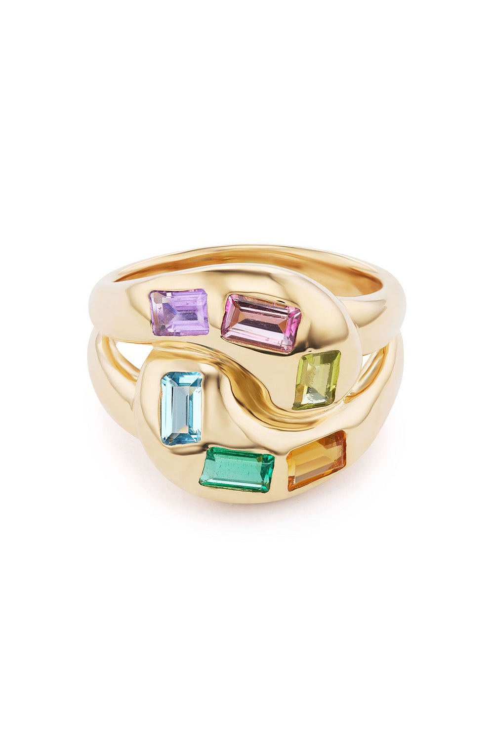 BRENT NEALE-Multi Colored Knot Ring-YELLOW GOLD