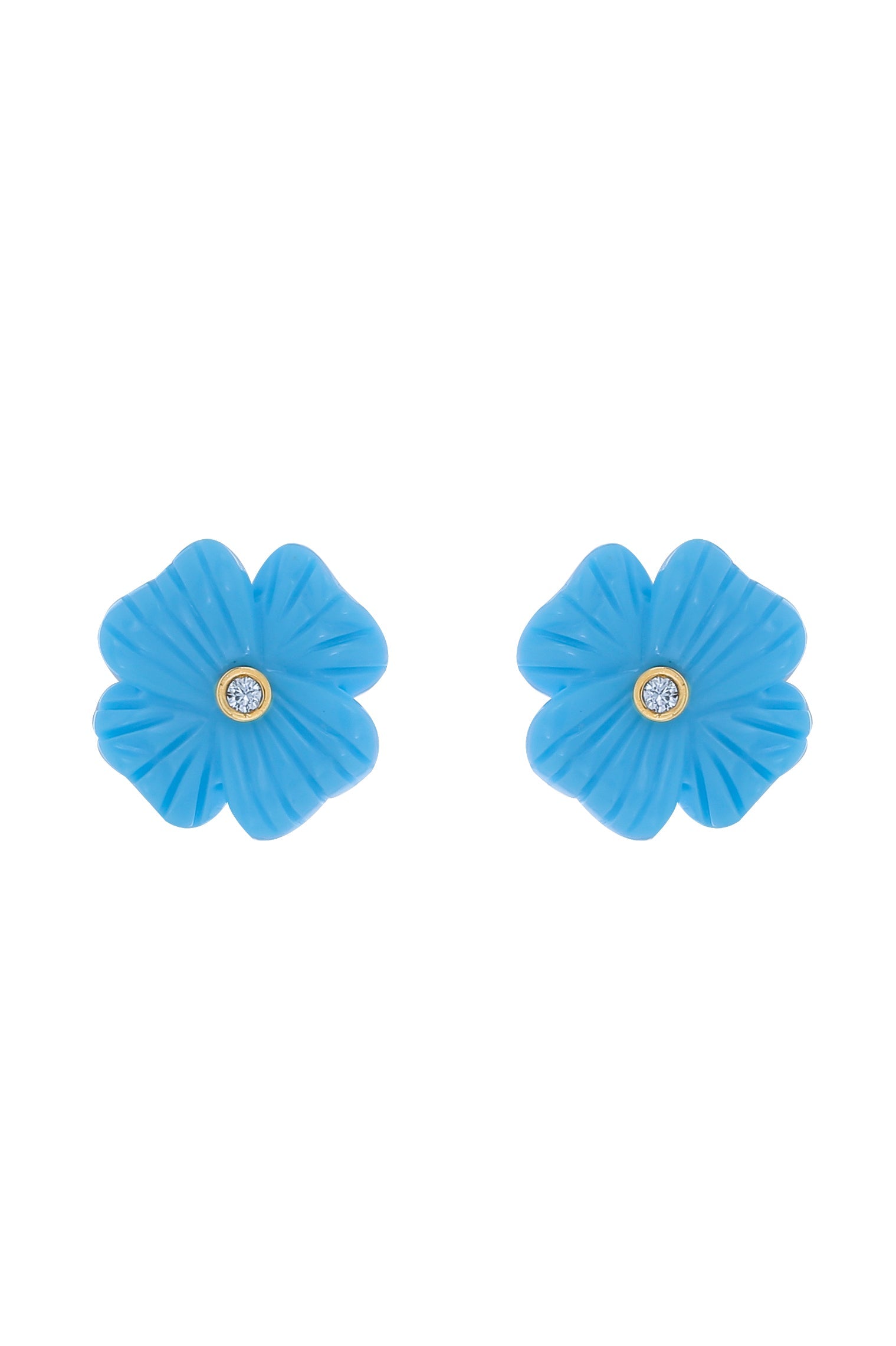 BRENT NEALE-Small Clover Studs - Turquoise-YELLOW GOLD