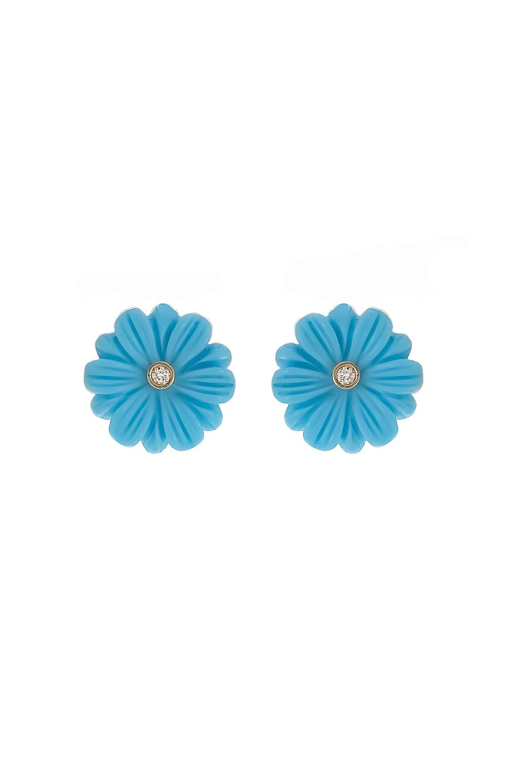 BRENT NEALE-Small Wildflower Studs - Turquoise-YELLOW GOLD