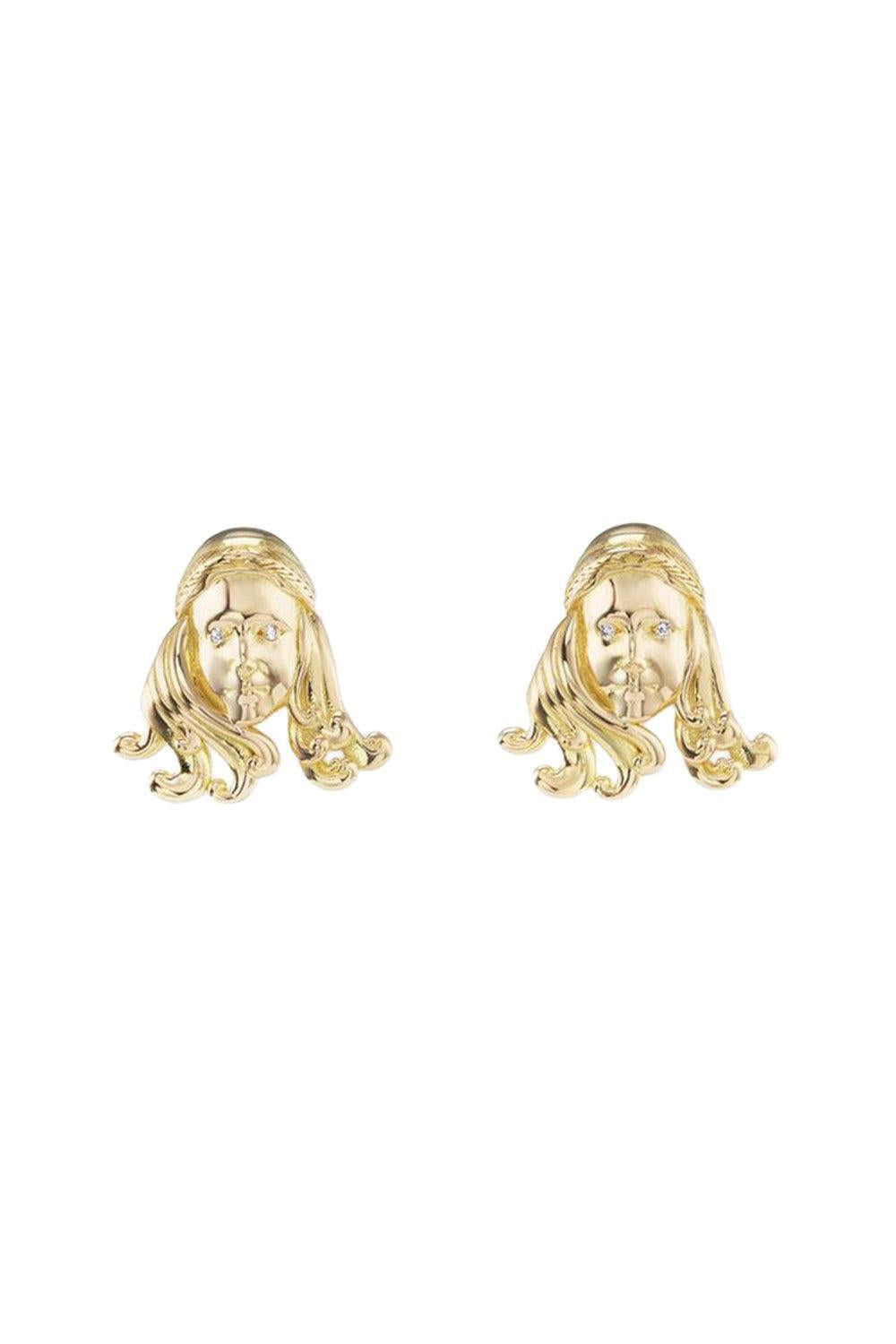 Virgo Zodiac Stud Earrings-YELLOW GOLD-JEWELRYFINE JEWELEARRING-BRENT NEALE