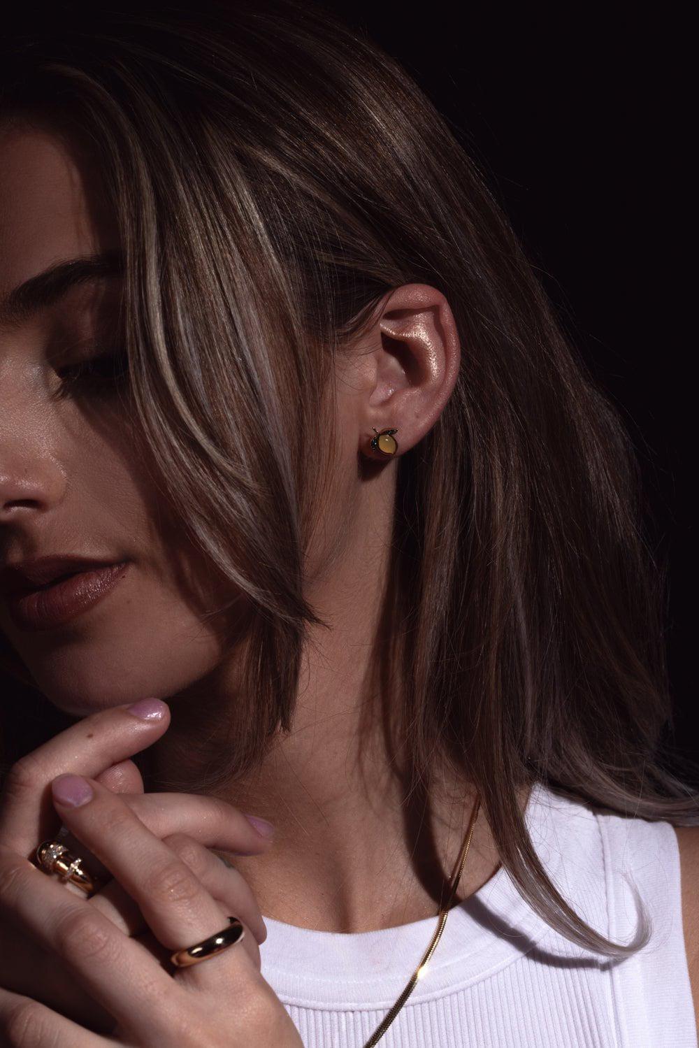 BRENT NEALE-XS Lemon Stud Earrings-YELLOW GOLD