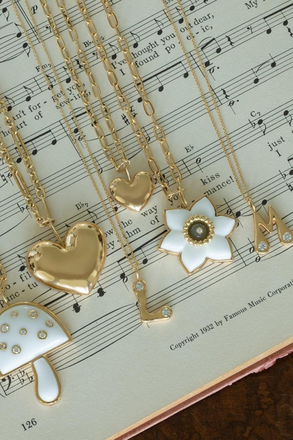 Bubble Letter Necklace-YELLOW GOLD-A-JEWELRYFINE JEWELNECKLACE O-BRENT NEALE