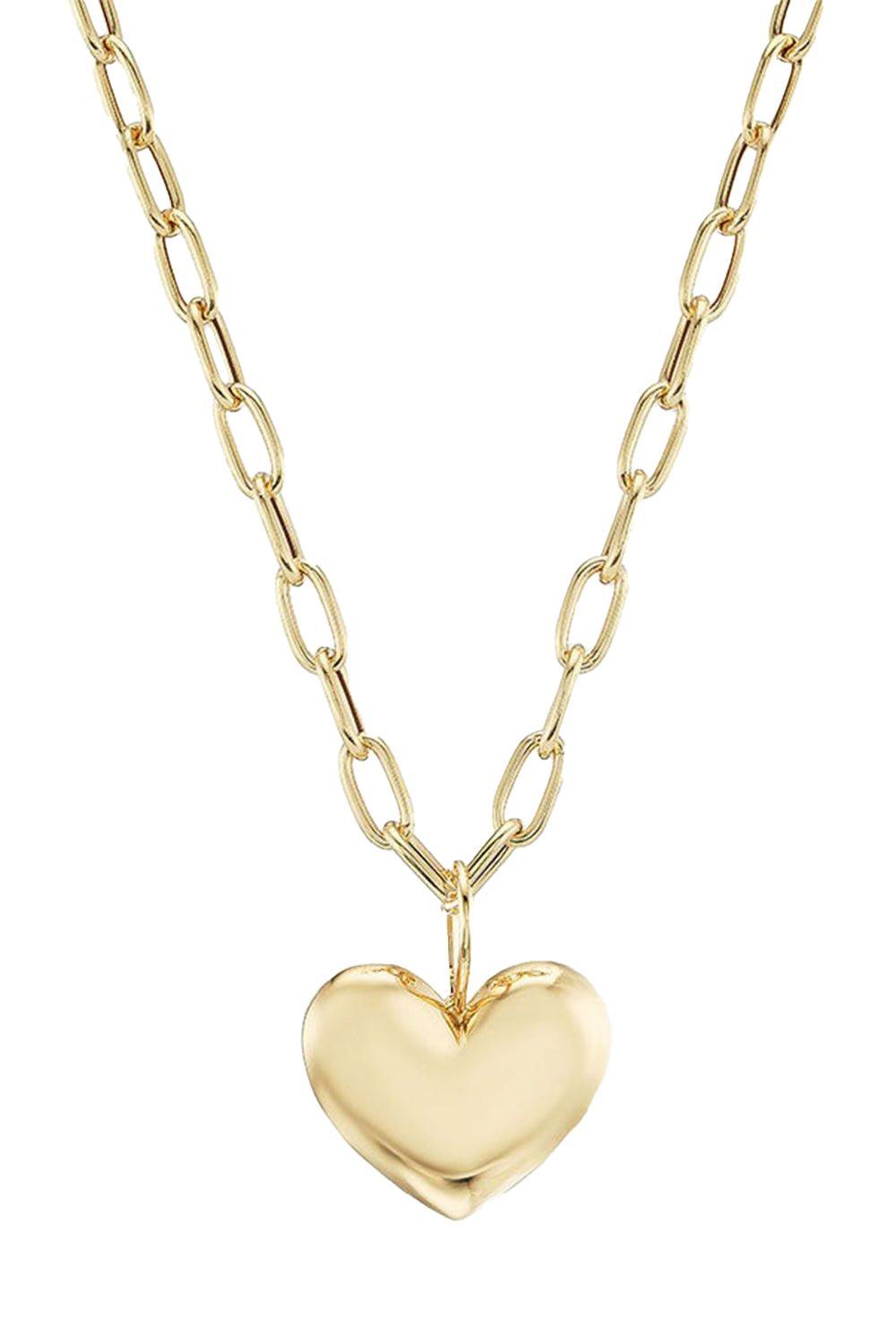 Small Puff Heart Pendant Necklace-YELLOW GOLD-JEWELRYFINE JEWELNECKLACE O-BRENT NEALE