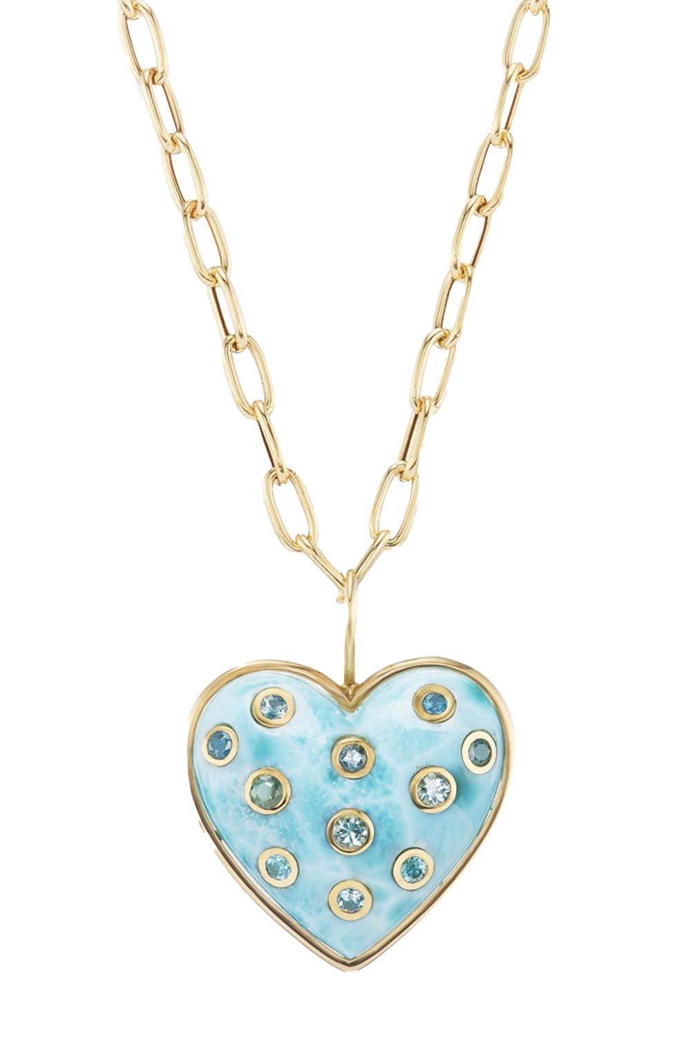 Medium Larimar Heart Necklace-YELLOW GOLD-JEWELRYFINE JEWELNECKLACE O-BRENT NEALE