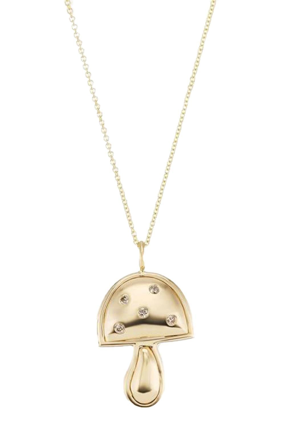 Small Diamond Mushroom Necklace-YELLOW GOLD-JEWELRYFINE JEWELNECKLACE O-BRENT NEALE