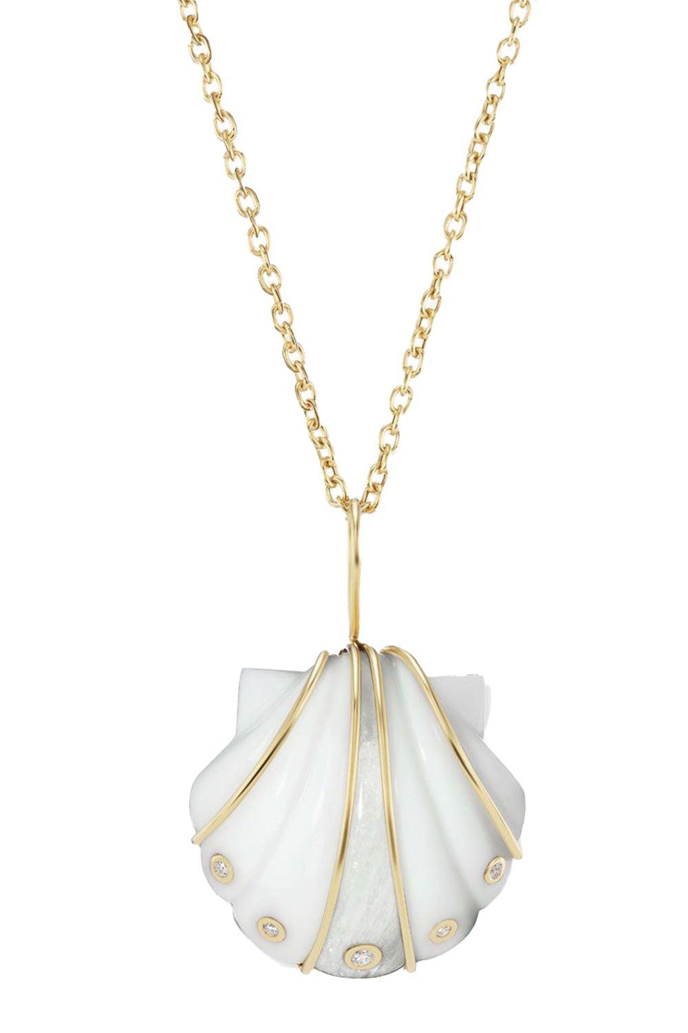 Small Agate Shell Necklace-YELLOW GOLD-JEWELRYFINE JEWELNECKLACE O-BRENT NEALE