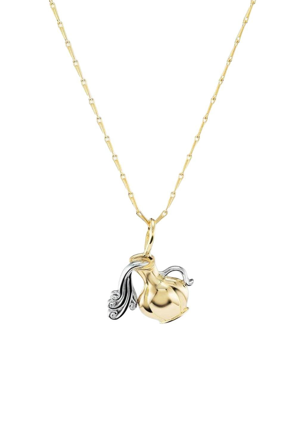 Small Aquarius Zodiac Necklace-YELLOW GOLD-16-JEWELRYFINE JEWELNECKLACE O-BRENT NEALE