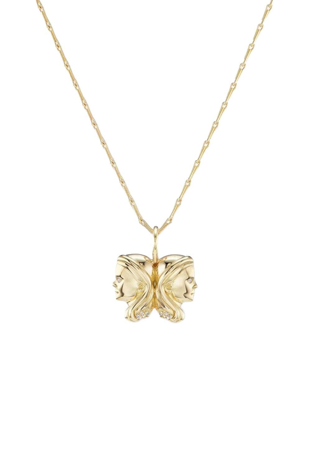 Small Gemini Zodiac Necklace-YELLOW GOLD-16-JEWELRYFINE JEWELNECKLACE O-BRENT NEALE