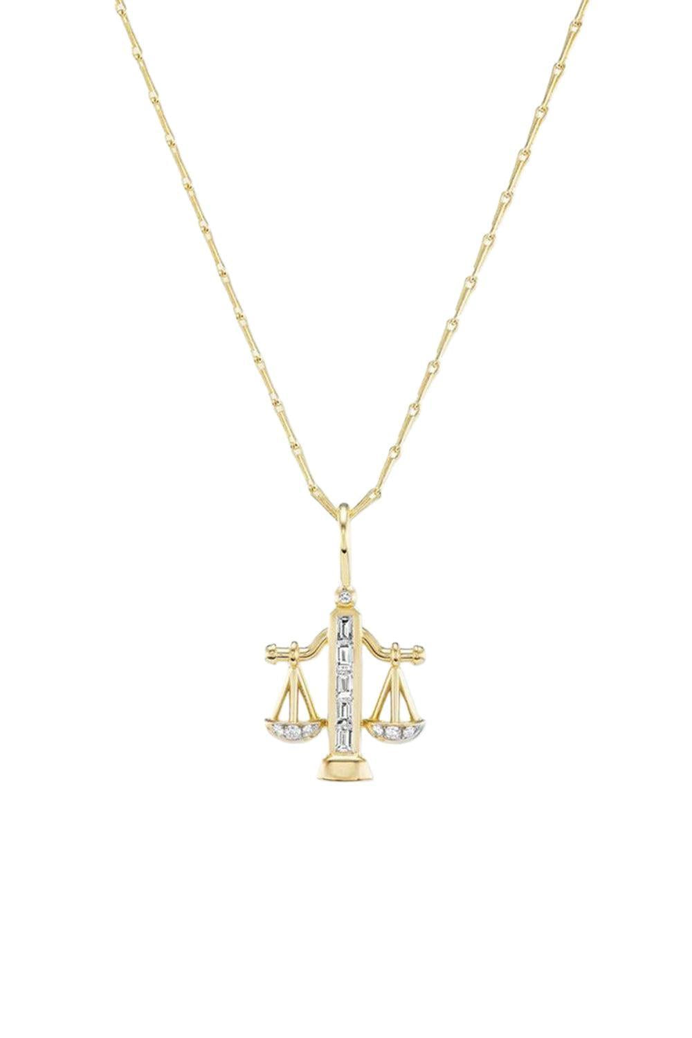 Small Libra Zodiac Necklace-YELLOW GOLD-16-JEWELRYFINE JEWELNECKLACE O-BRENT NEALE