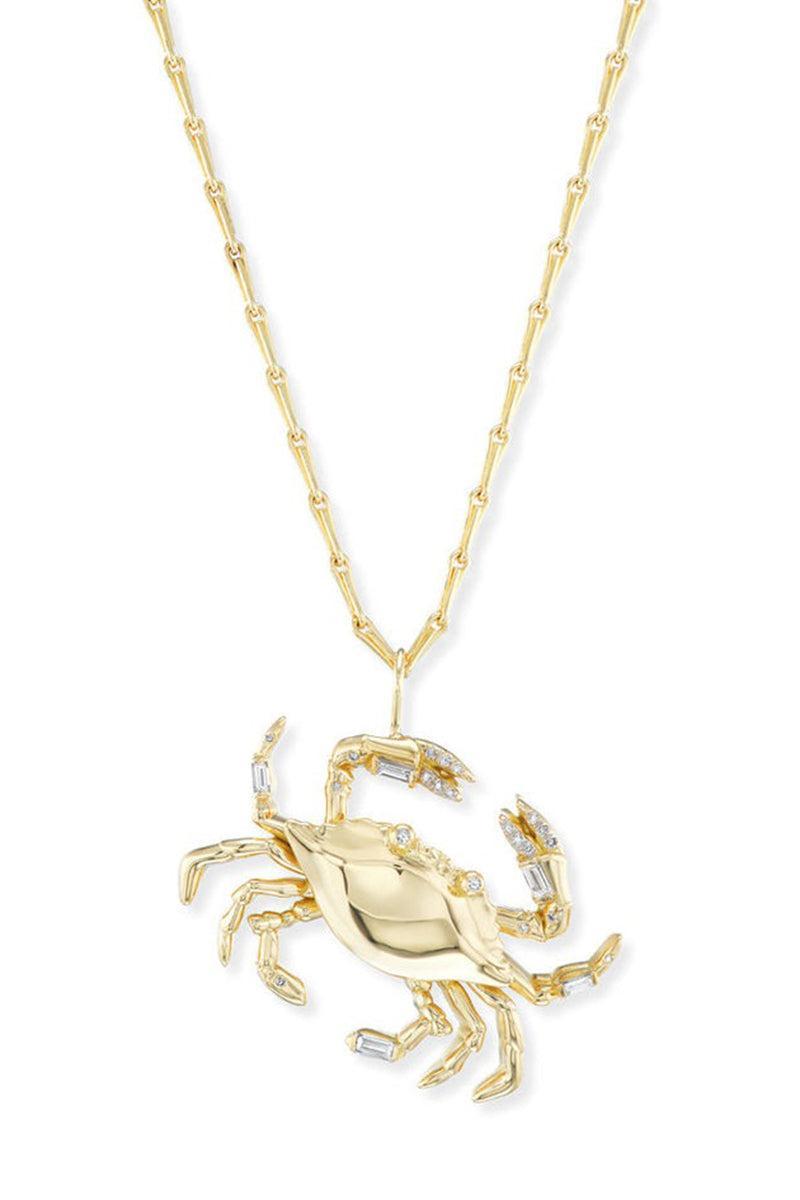 Large Cancer Zodiac Necklace-YELLOW GOLD-18-JEWELRYFINE JEWELNECKLACE O-BRENT NEALE