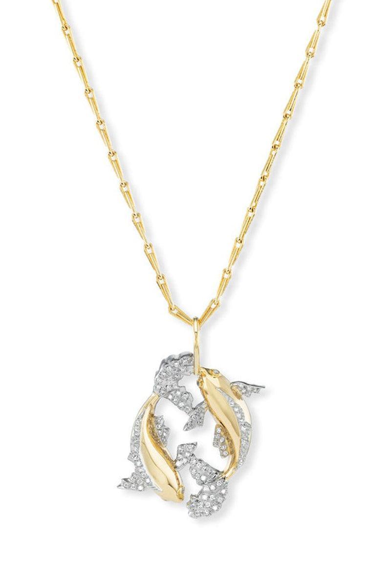 Medium Pisces Zodiac Necklace-YELLOW GOLD-18-JEWELRYFINE JEWELNECKLACE O-BRENT NEALE