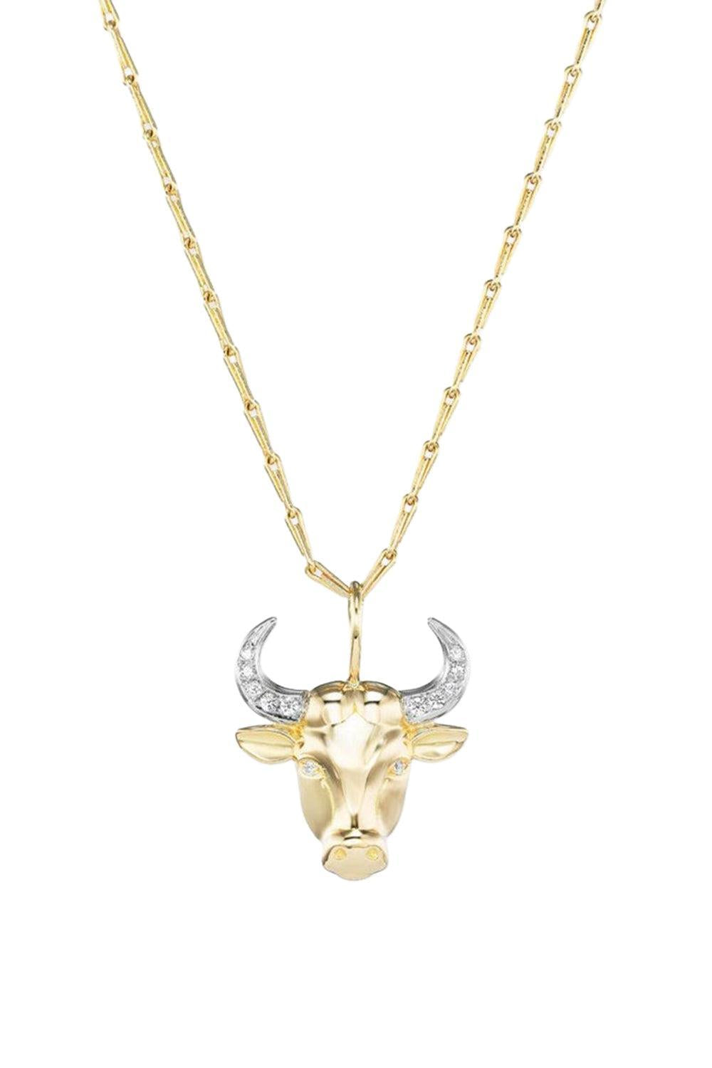 Medium Taurus Zodiac Necklace-YELLOW GOLD-18-JEWELRYFINE JEWELNECKLACE O-BRENT NEALE