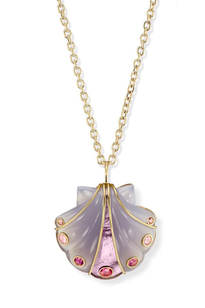 BRENT NEALE-Amethyst Mini Carved Shell Pendant-YELLOW GOLD