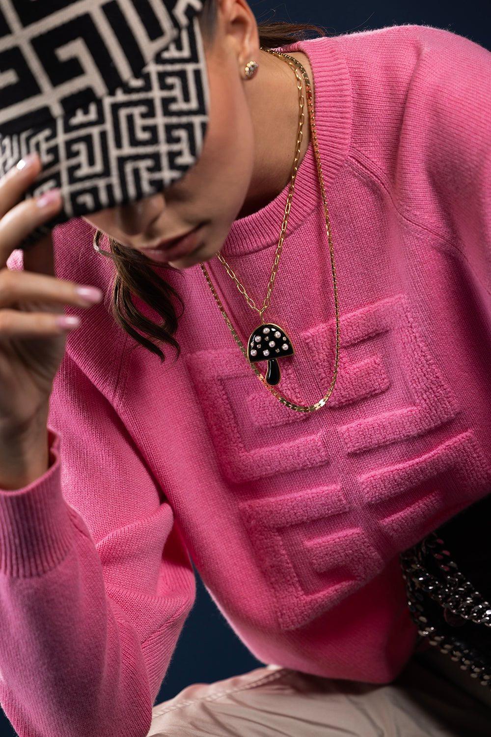 BRENT NEALE-Black Onyx Magic Mushroom Pendant Necklace-YELLOW GOLD