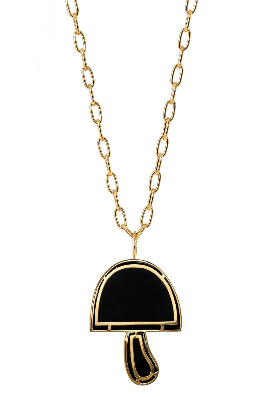 BRENT NEALE-Black Onyx Magic Mushroom Pendant Necklace-YELLOW GOLD