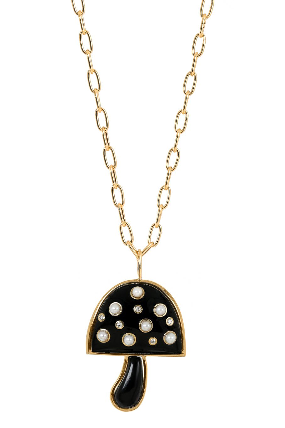 BRENT NEALE-Black Onyx Magic Mushroom Pendant Necklace-YELLOW GOLD