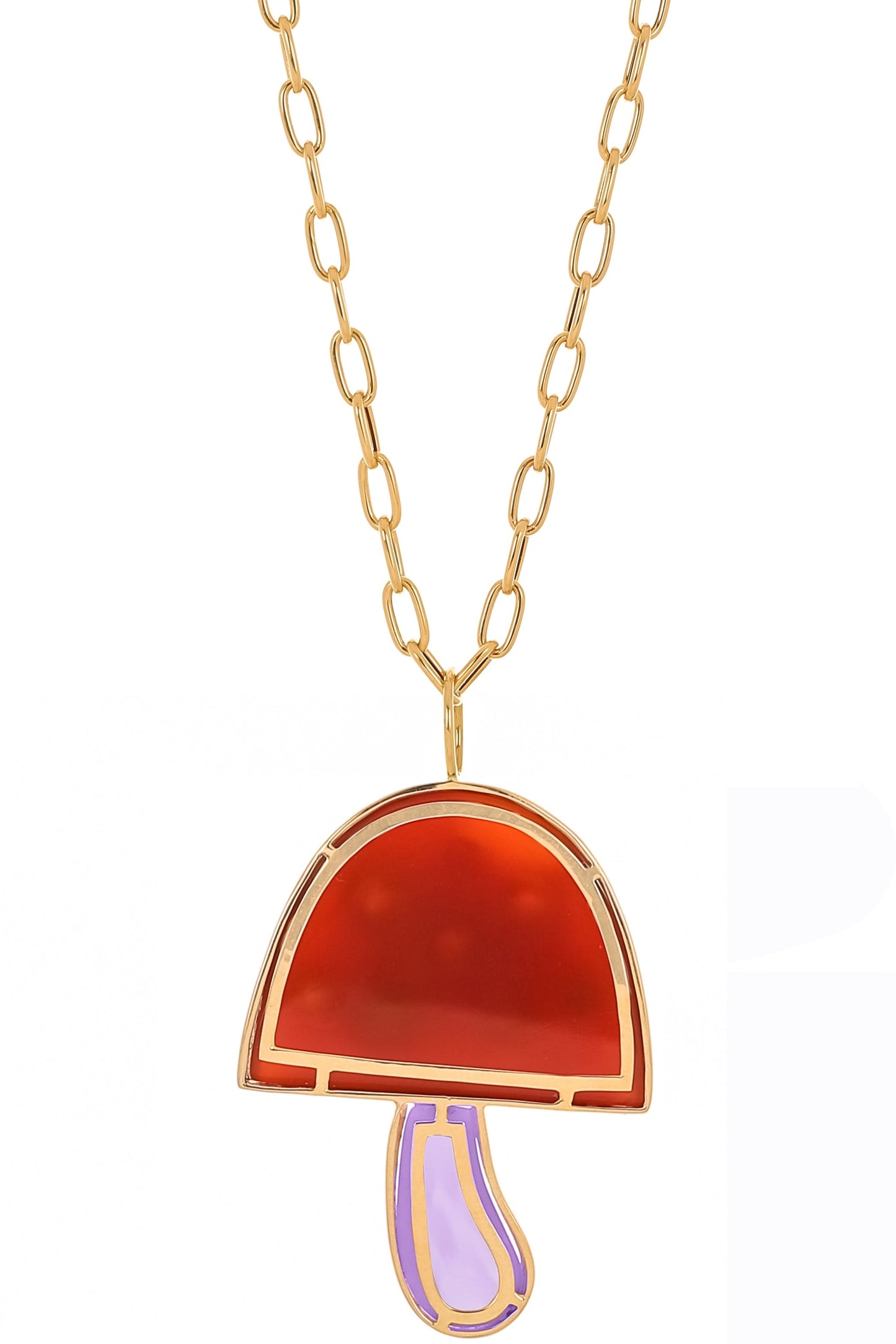 BRENT NEALE-Carnelian Magic Mushroom Necklace-YELLOW GOLD