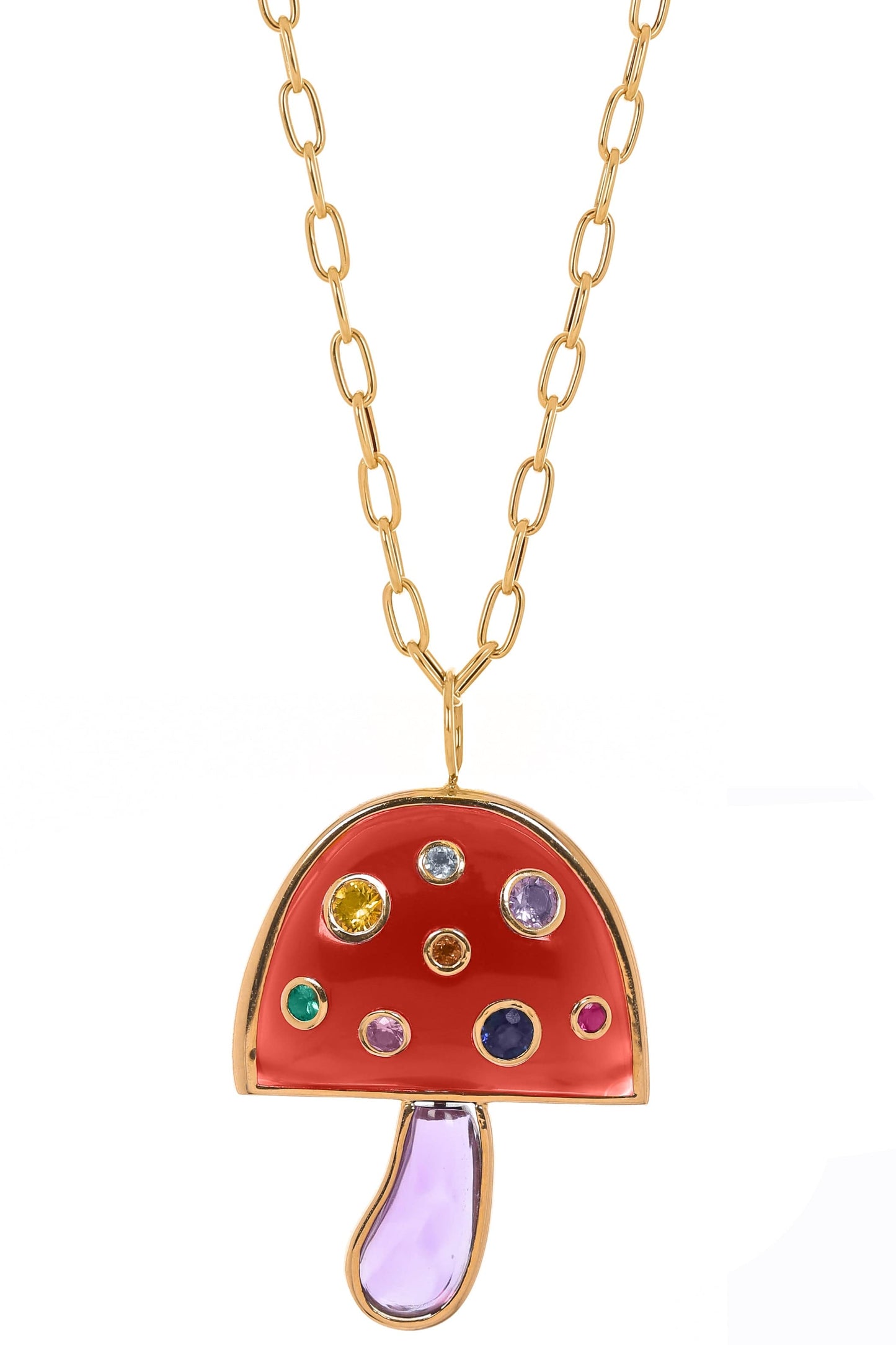 BRENT NEALE-Carnelian Magic Mushroom Necklace-YELLOW GOLD