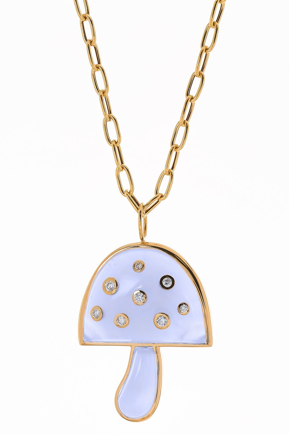 BRENT NEALE-Chalcedony Mushroom Necklace-YELLOW GOLD