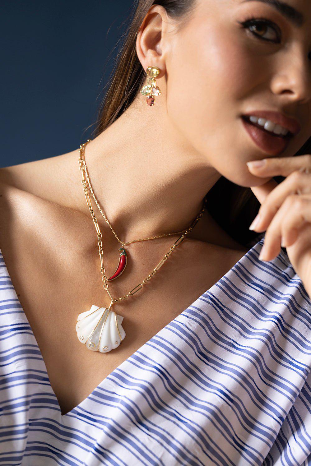 BRENT NEALE-Chili Pepper Pendant Necklace-YELLOW GOLD