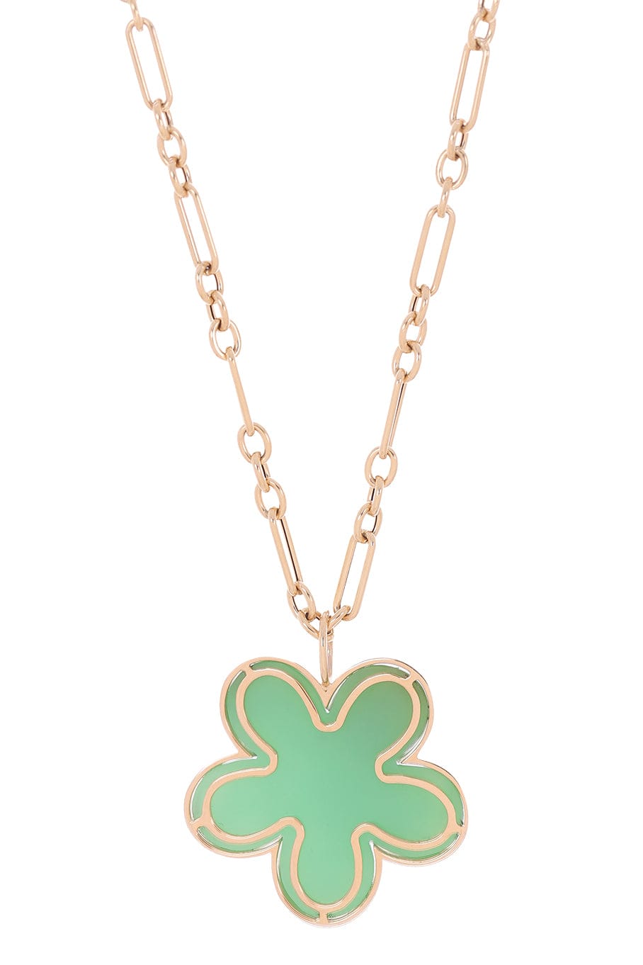 BRENT NEALE-Chyrsoprase Petal Flower Necklace-YELLOW GOLD