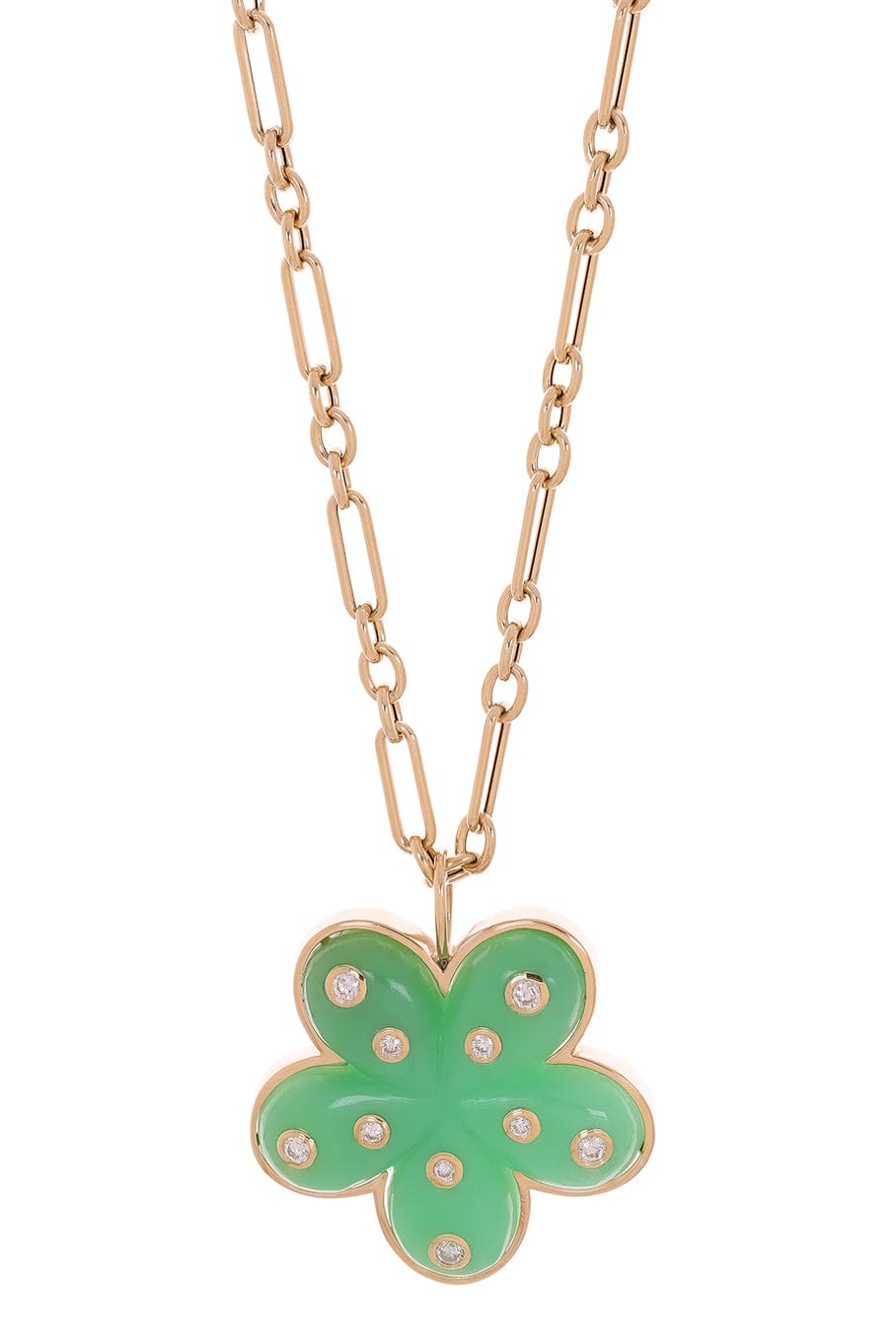 BRENT NEALE-Chyrsoprase Petal Flower Necklace-YELLOW GOLD