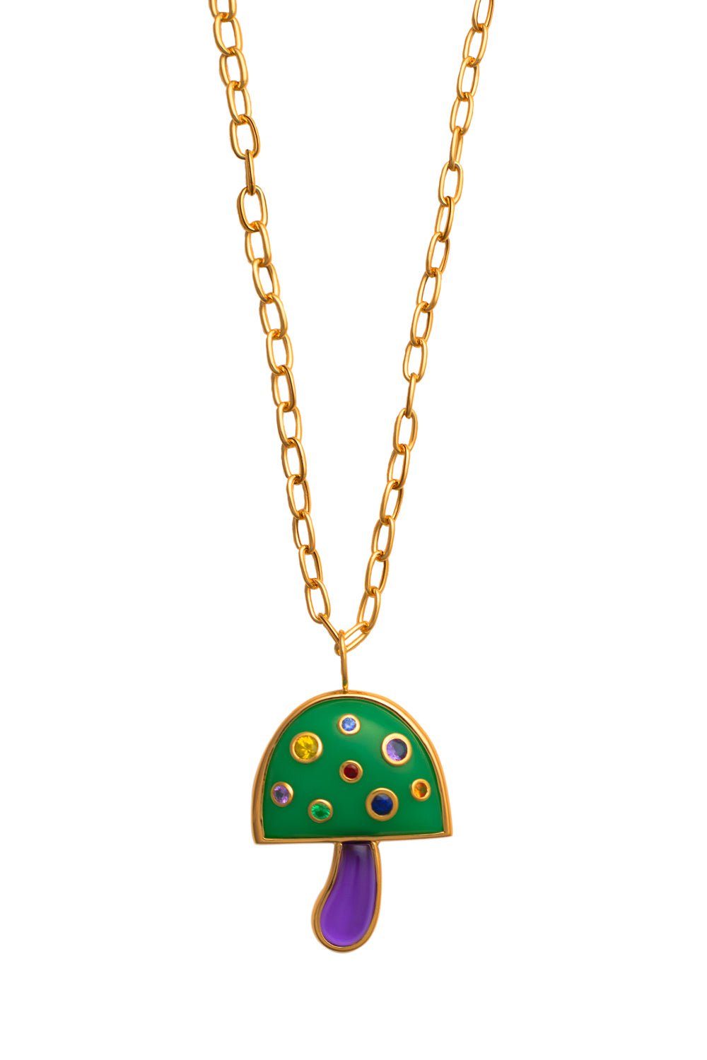 BRENT NEALE-Large Amethyst Multi Sapphire Mushroom Necklace-YELLOW GOLD