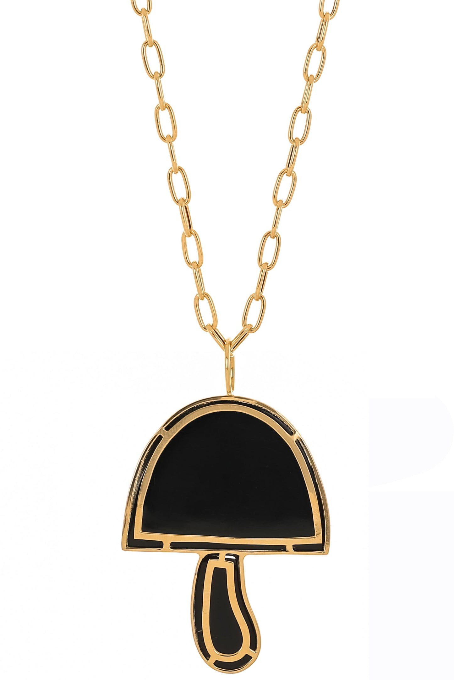 BRENT NEALE-Large Black Onyx Magic Mushroom Necklace-YELLOW GOLD