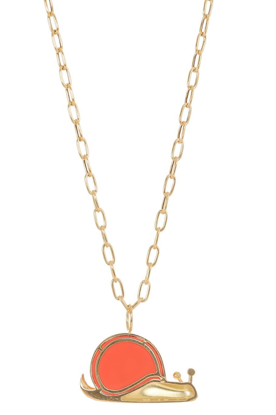 BRENT NEALE-Large Coral Snail Pendant Necklace-YELLOW GOLD