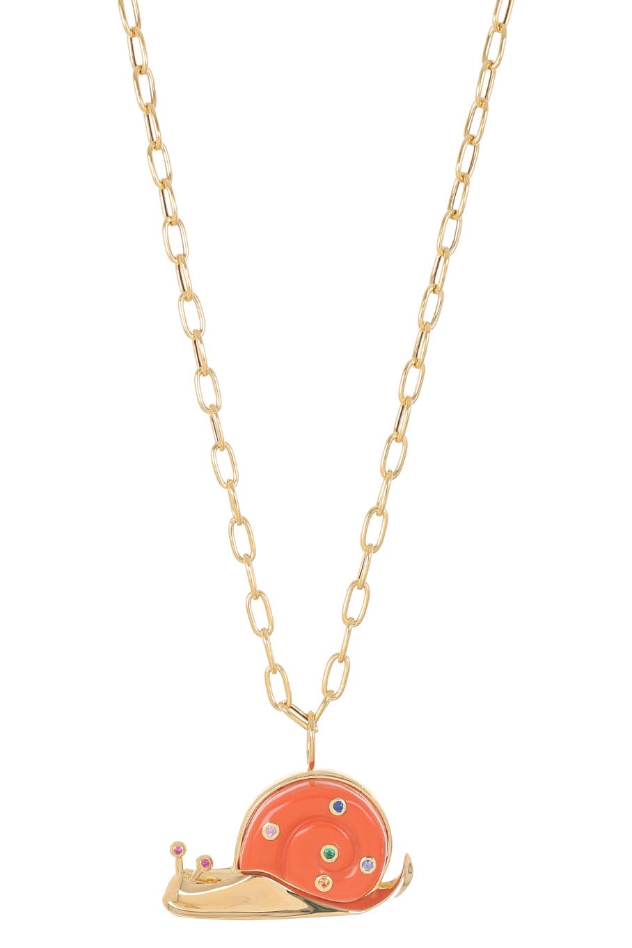 BRENT NEALE-Large Coral Snail Pendant Necklace-YELLOW GOLD