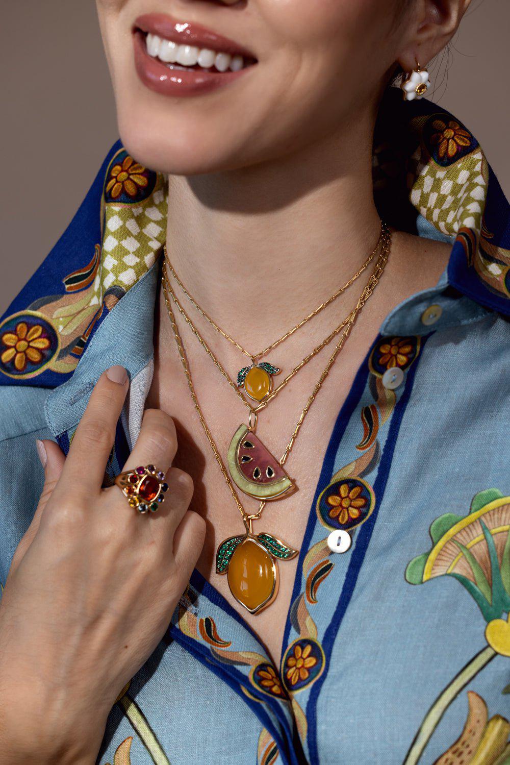 BRENT NEALE-Large Lemon Pendant Necklace-YELLOW GOLD